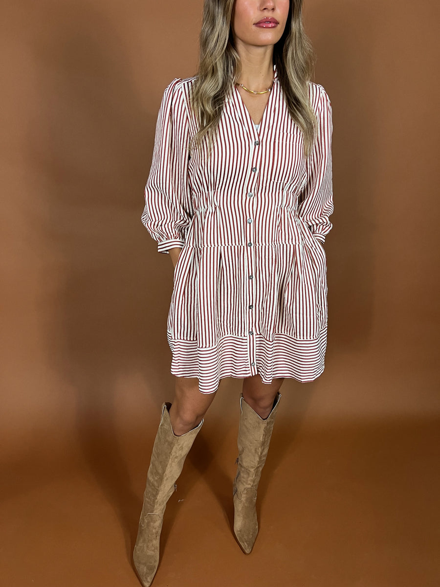 Annie Rust Stripe Dress