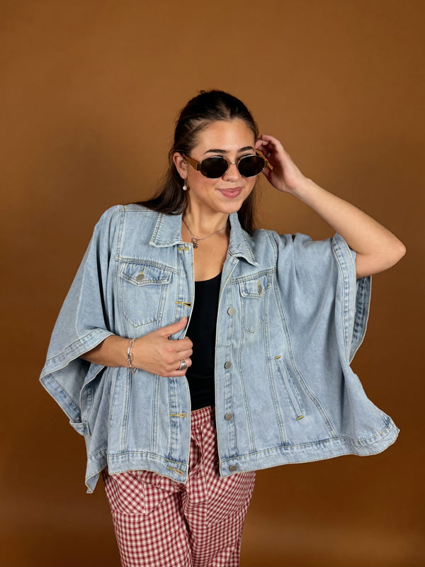 Out Of The Blue Denim Cape Jacket