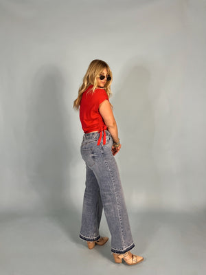 Red Ahead Side Tie Tee