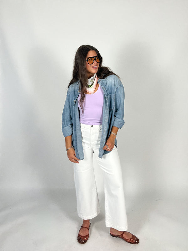 Don't Worry Denim Button Up