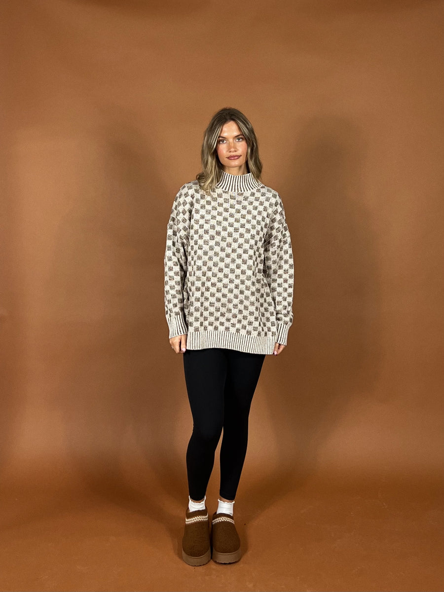 Cozy Checker Knit Sweater