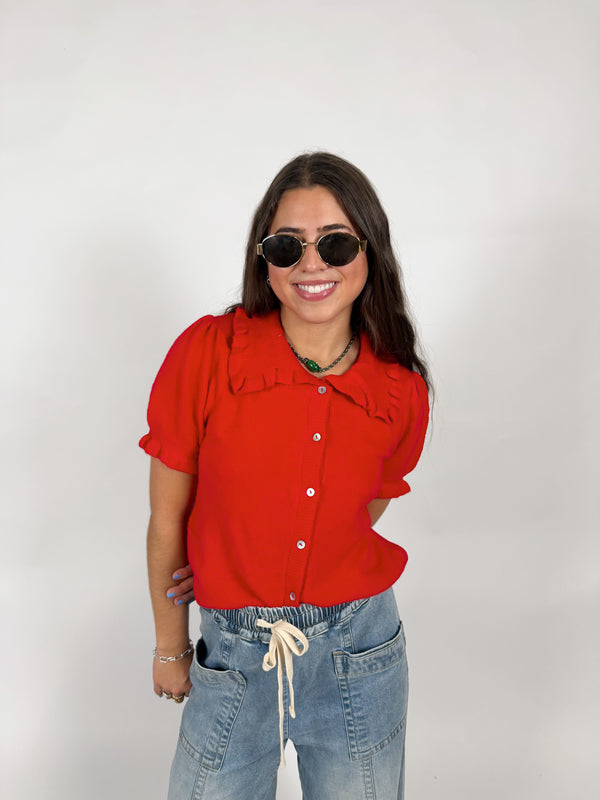 Mabel Ruffle Collar S/S Sweater