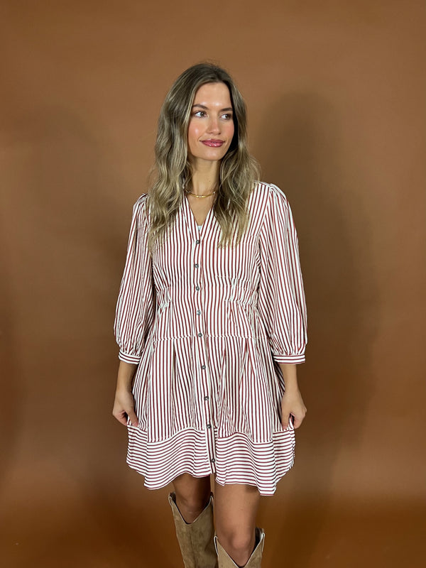 Annie Rust Stripe Dress