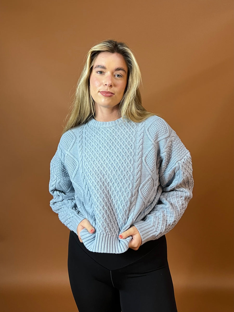 Casual Solid Cable Knit Sweater