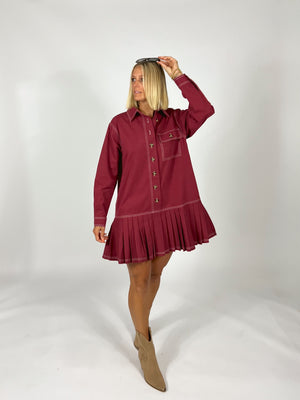 Crimson Case Pleated Dress