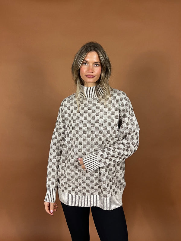 Cozy Checker Knit Sweater
