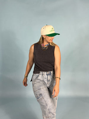 Cloudy Round Neck Ribbed Tank