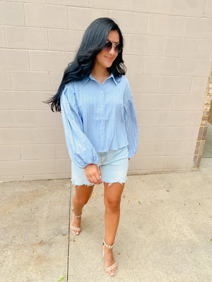 Blue Brandy Textured Blouse