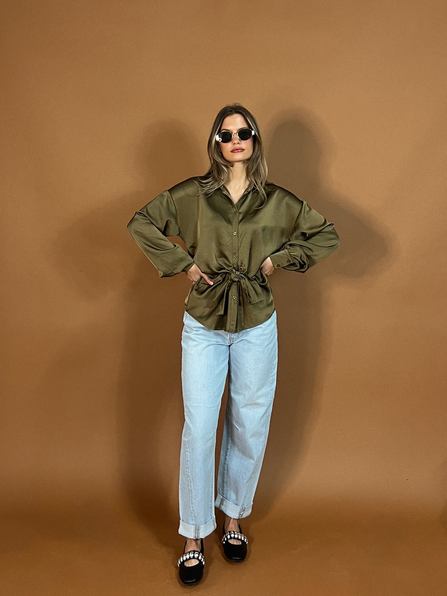 Winnow Belted Satin Top