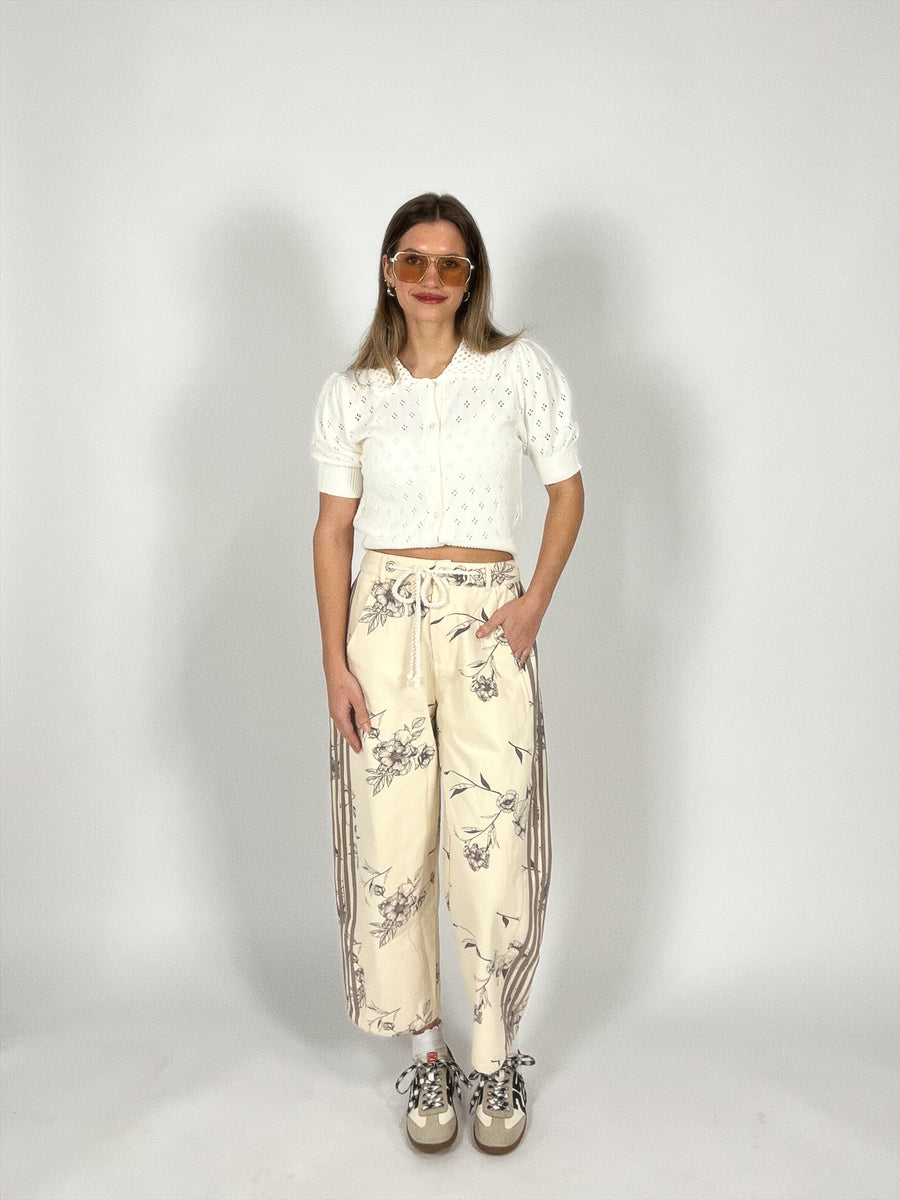 Sand Daisy Drawstring Pants