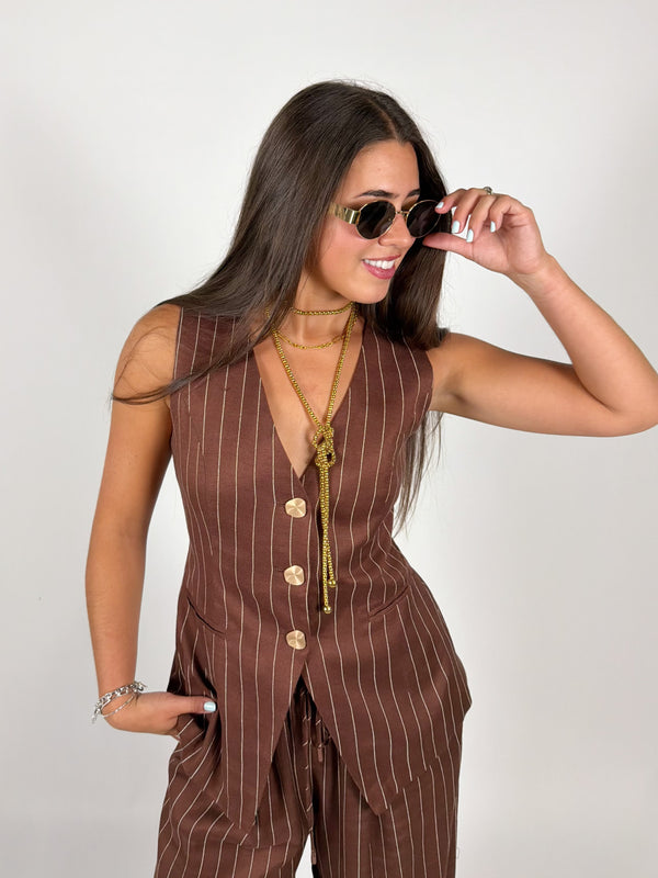 Espresso Please Stripe Vest