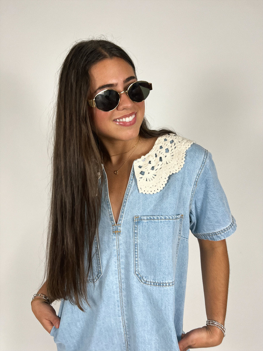 Sunday Crochet Collar Dress
