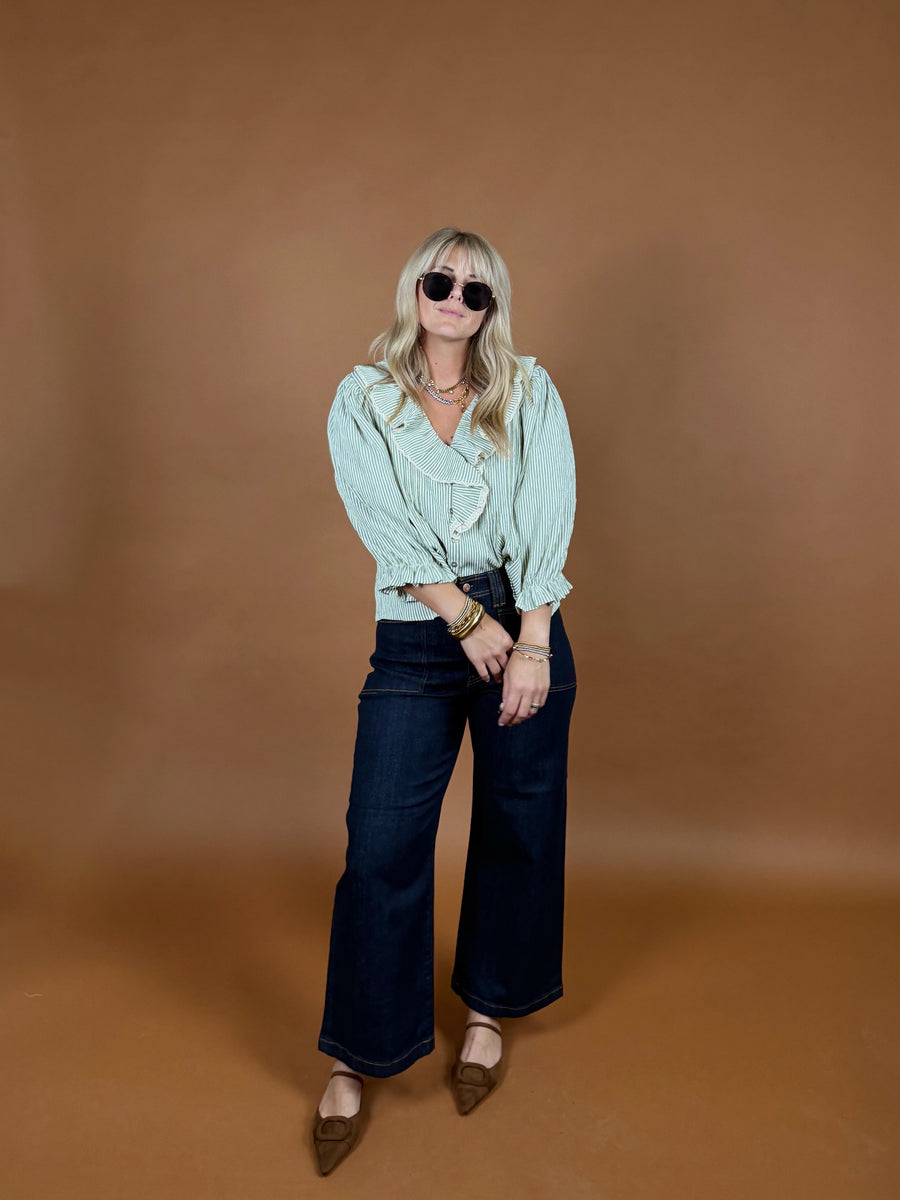 Ruffle Around Stripe Blouse