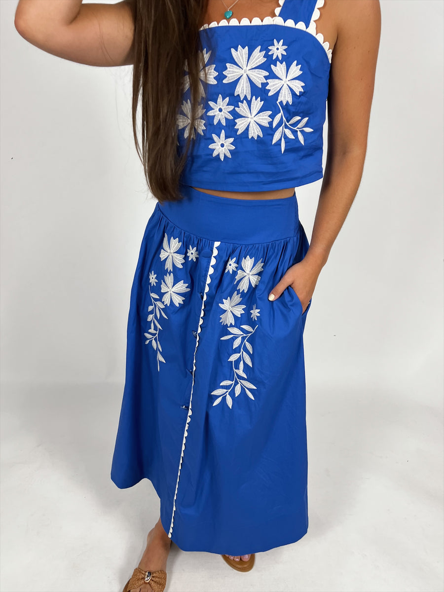 Chasing Blue Embroidered Set