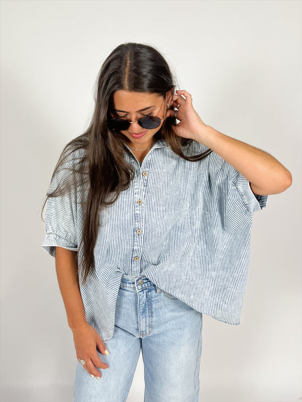 Winnie Washed Stripe Button Down