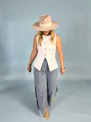 Gigi White Denim Vest