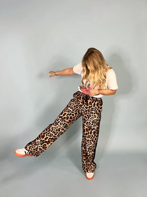 Side Lined Leopard Track Pants