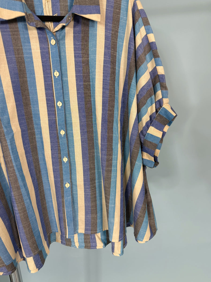 Shades of Blue Stripe Button Up