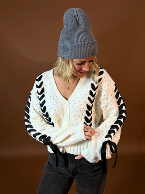 Threaded Ribbon Knit Cardigan