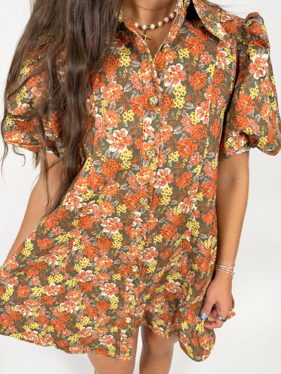Lara Floral Puff Sleeve Mini