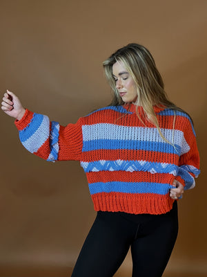 Vibrant Stripe Chunky Knit Sweater