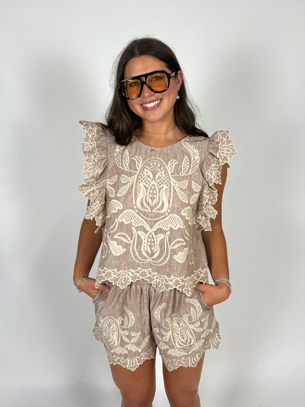 By The Shore Flutter Sleeve Top