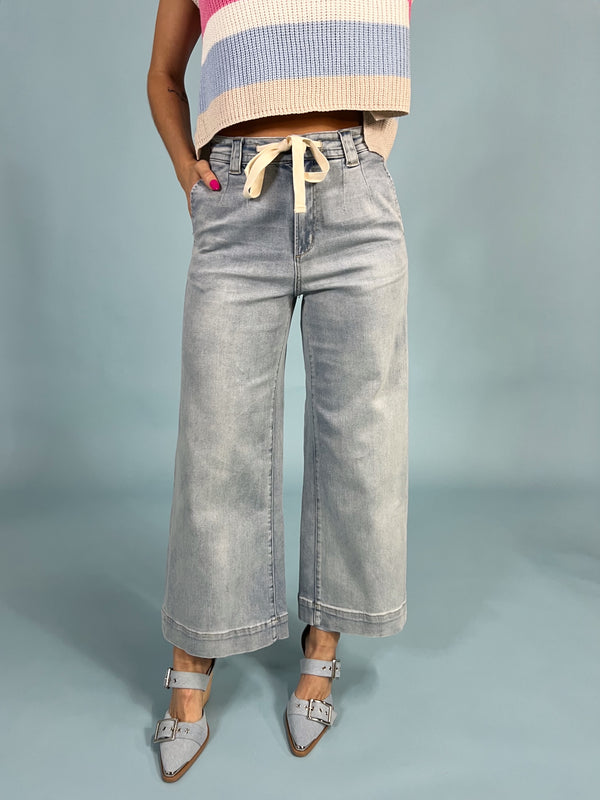 Lola Tie Front Washed Denim