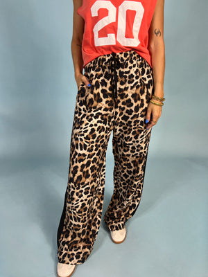 Side Lined Leopard Track Pants