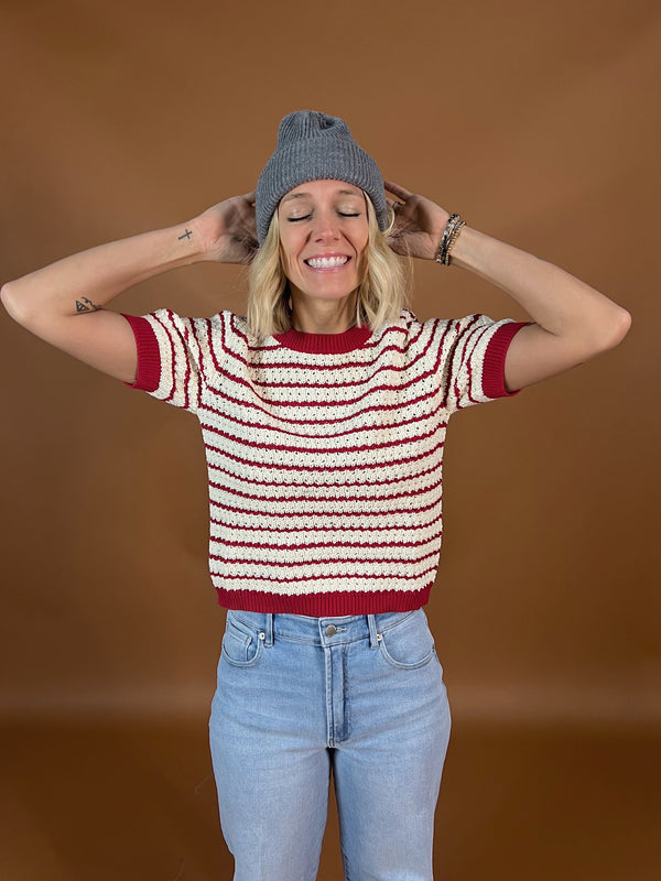 Lucy Stripe Short Sleeve Sweater