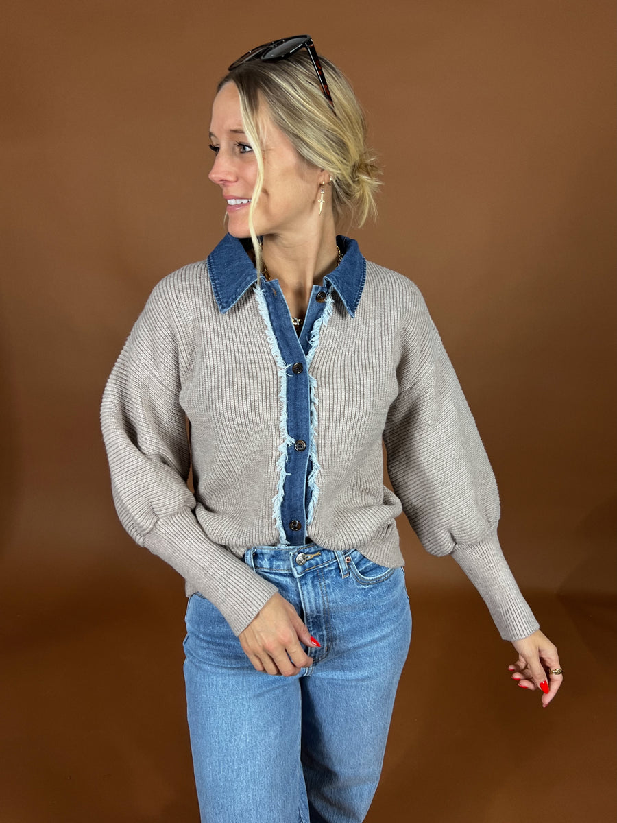 Crossroad Denim Collar Cardigan
