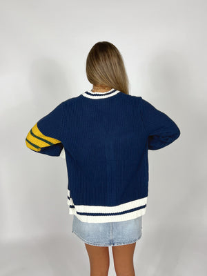 Navy Varsity Cardigan