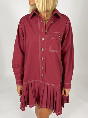 Crimson Case Pleated Dress