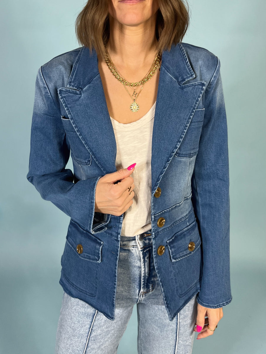 Dark Wash Denim Blazer