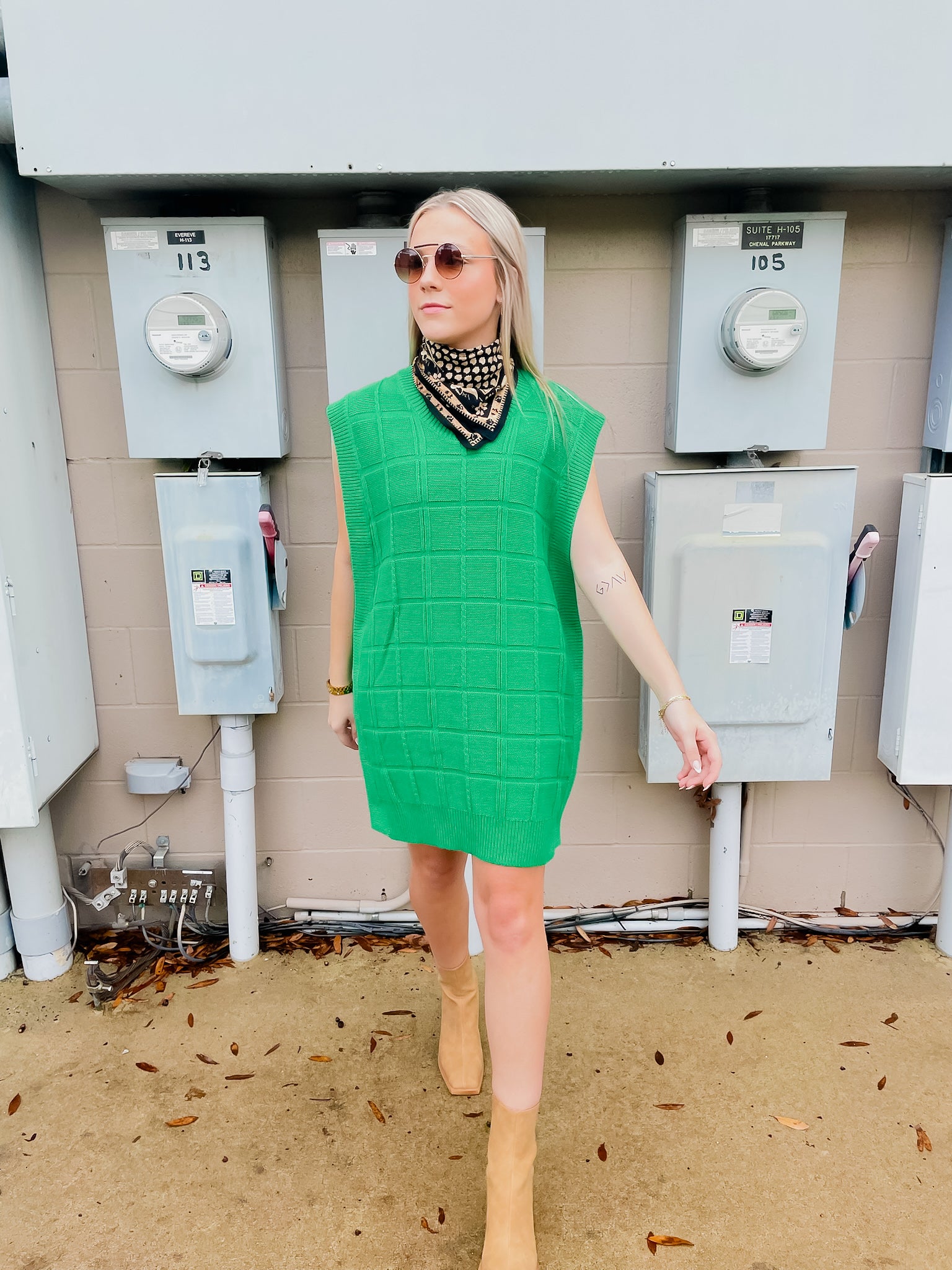 sweater tank dress Feeling Green Sweater Tank Dress
