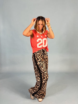 Side Lined Leopard Track Pants