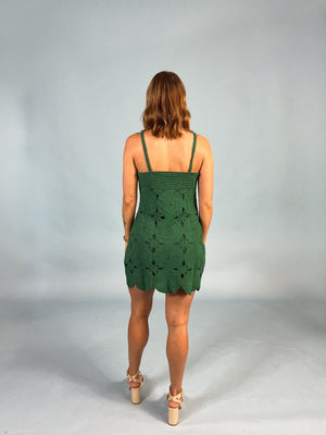 Palm Breeze Crochet Mini Dress