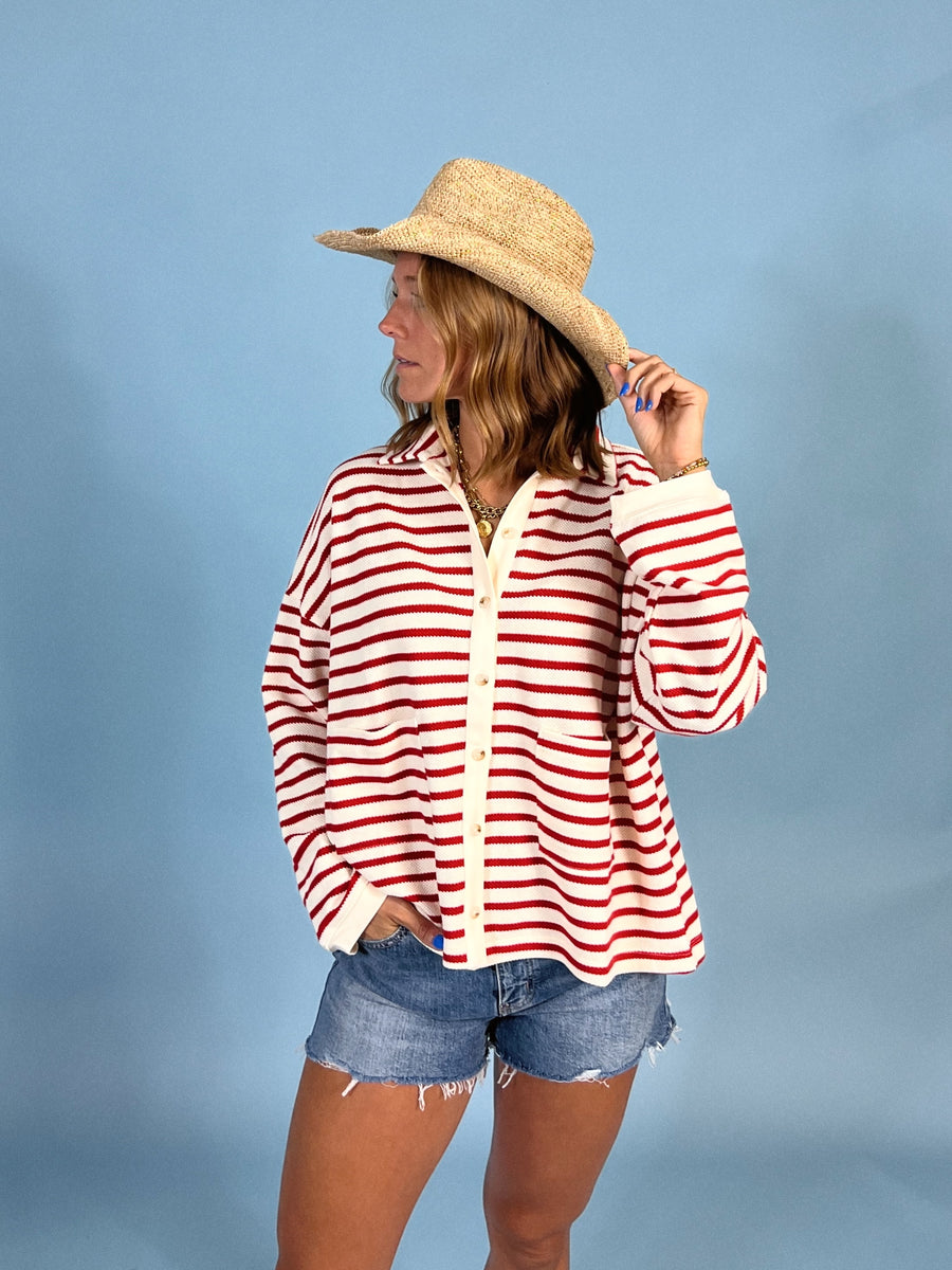 Red, White, And Stripe Bucket Jacket