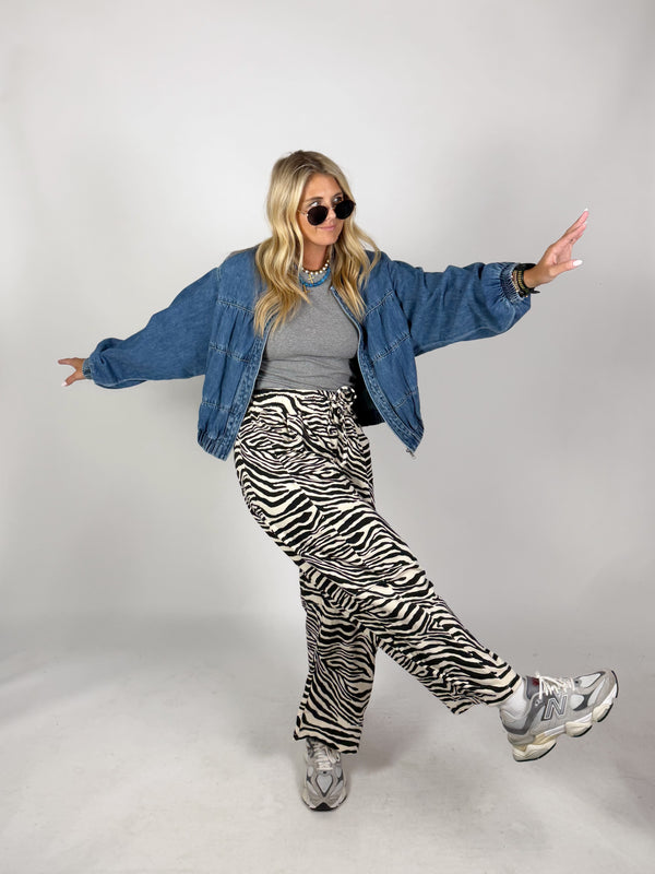 Zuri Zebra Barrel Leg Sweats