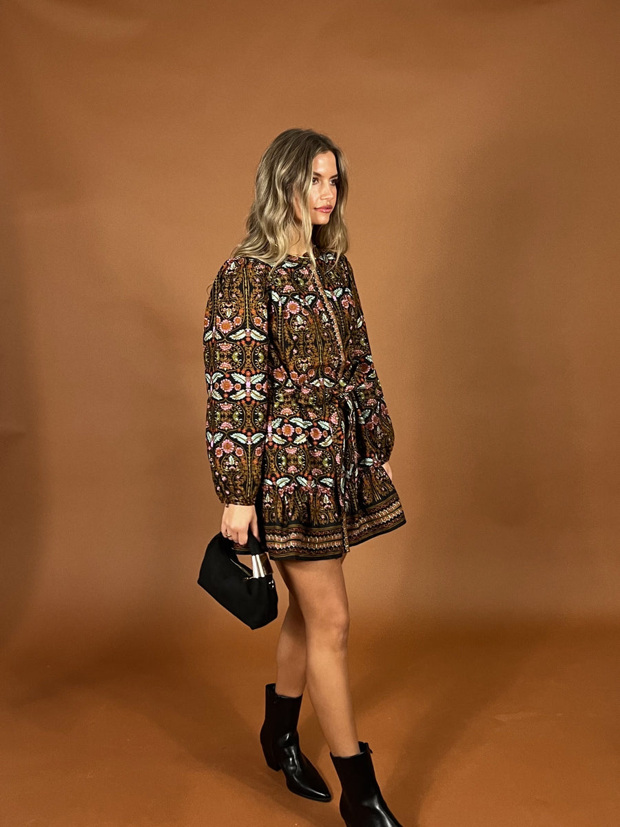 Garden At Dusk Belted Dress