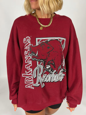 Cherry Red Razorback Sweatshirt