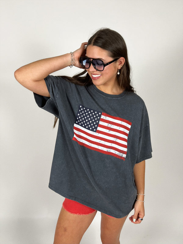 Oversize Washed Flag Tee