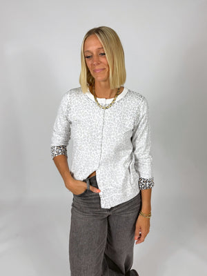 Faded Leopard Print Cardigan