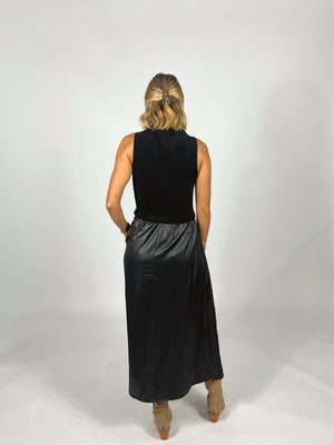 Mixed Media Black Maxi Dress