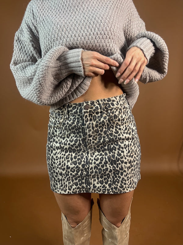 Leopard Clean Hem Mini Skirt