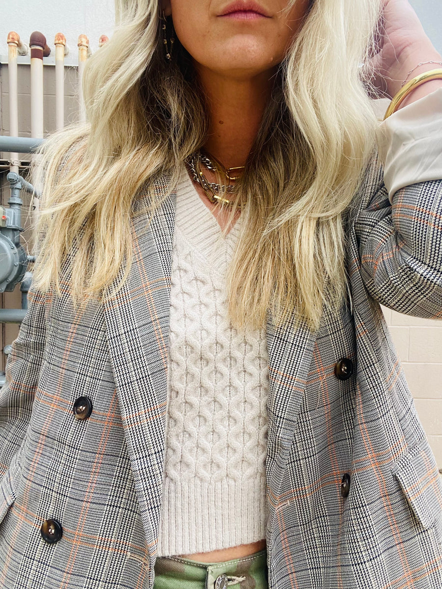 In Prep Plaid Double Breasted Blazer