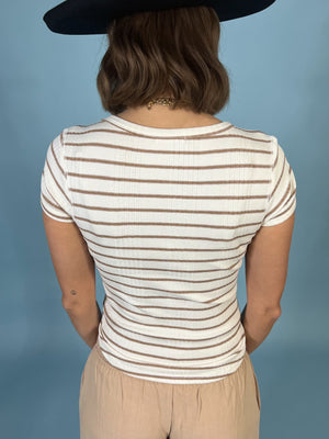 Mocha Stripe Scoop Neck Top