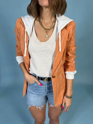 Rhea Hooded Linen Blazer