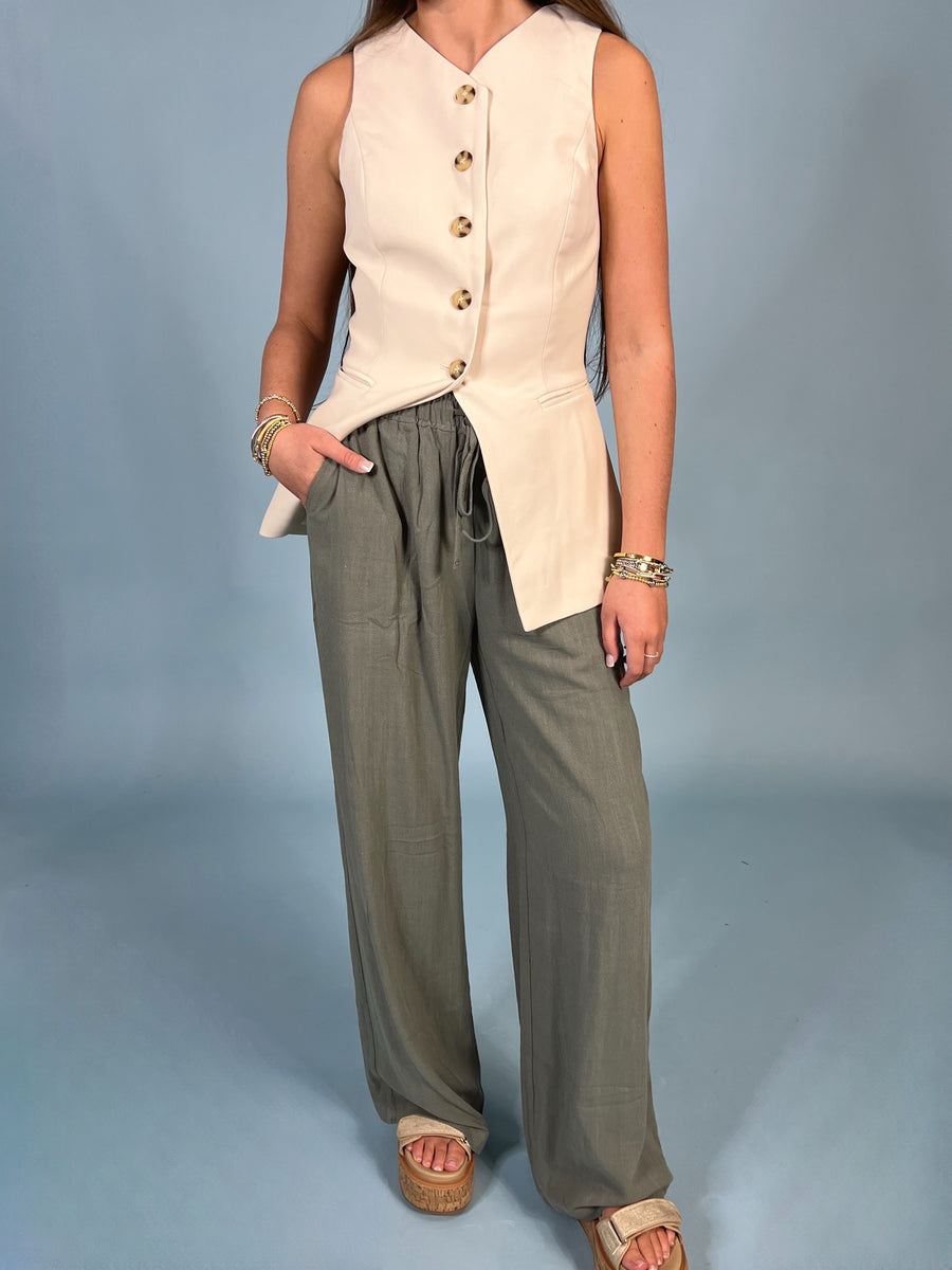 Drew Wide Leg Linen Pants