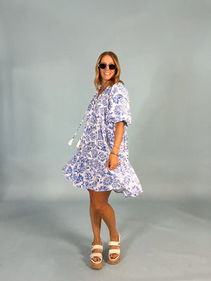 Blue Wave Printed Dress