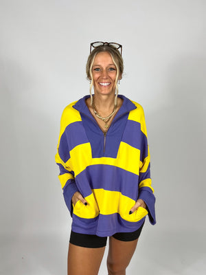 Big Leagues Striped Half Zip